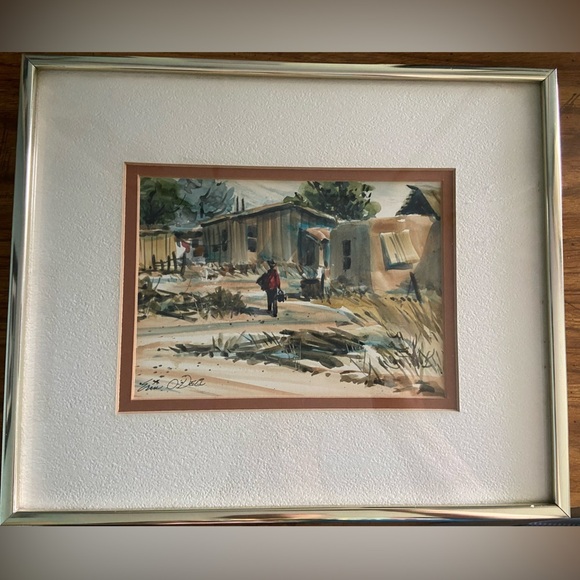 SHANTY TOWN by Erin O’Dell Watercolor Framed Original Art Artwork Arizona Artist - Picture 1 of 9